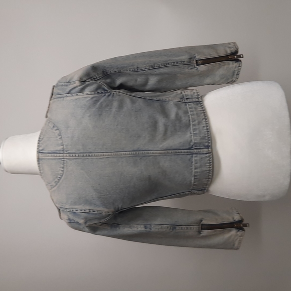 GAP Washed Denin Moto Jacket, Size XS - Picture 3 of 7